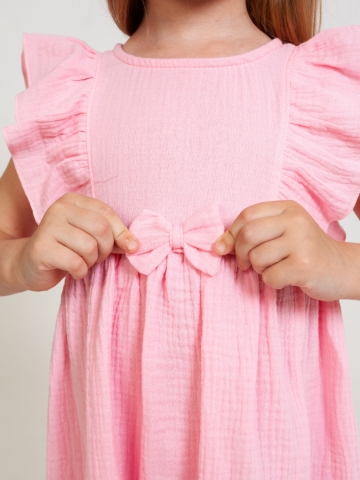 322-Р. Платье из муслина детское, хлопок 100% розовый, р. 74,80,86,92